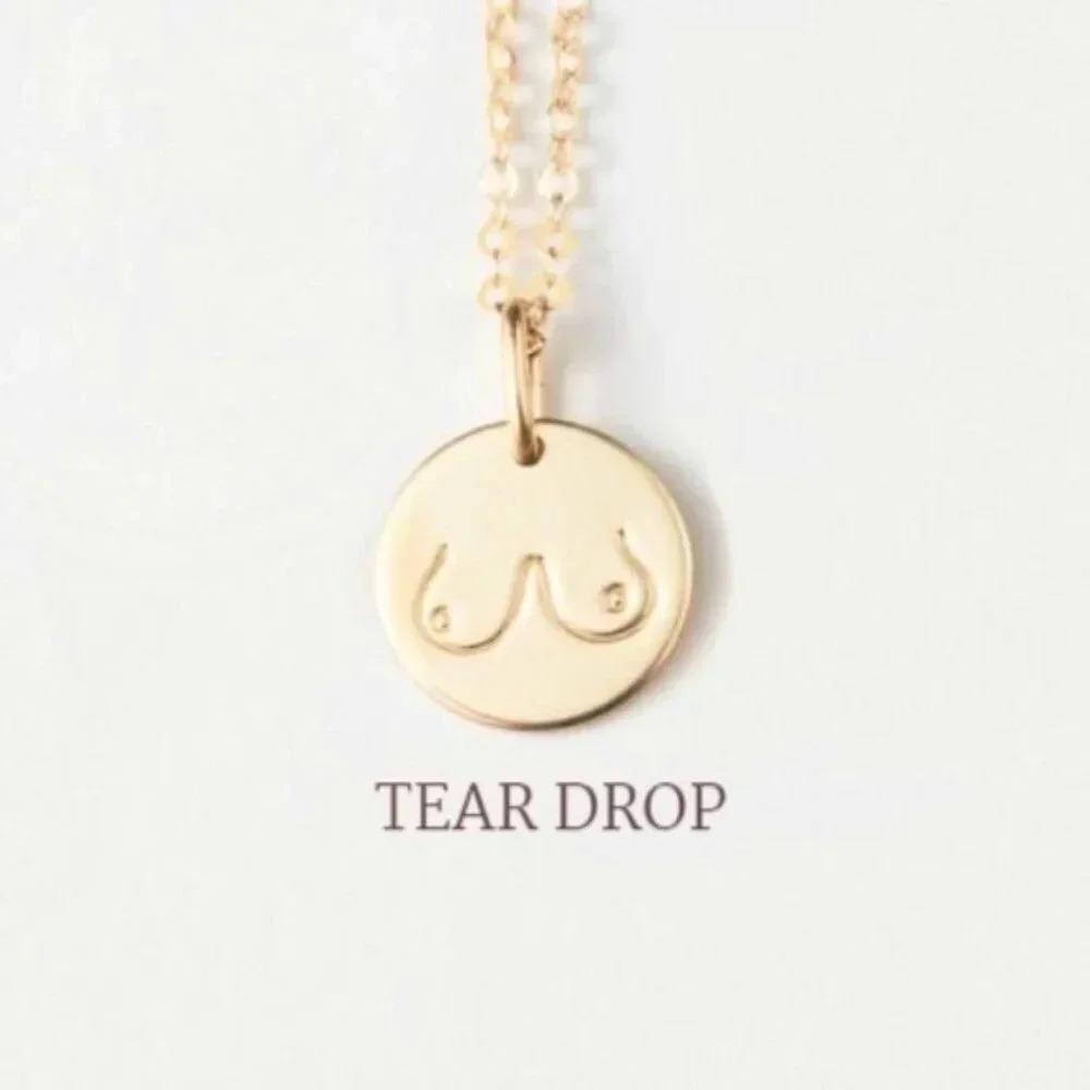 Teardrop Boobs Body Positivity Charm Disc Necklace